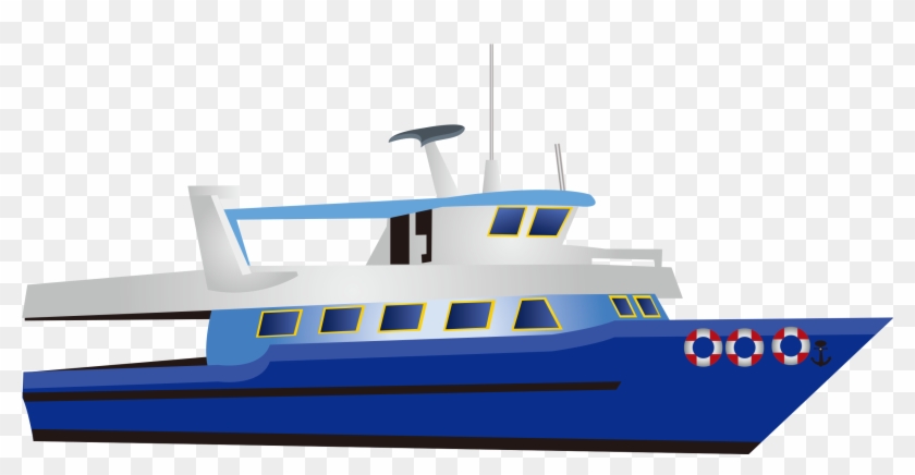 Drawn Yacht Ferry Boat - Cartoon Yacht Png Clipart #442992