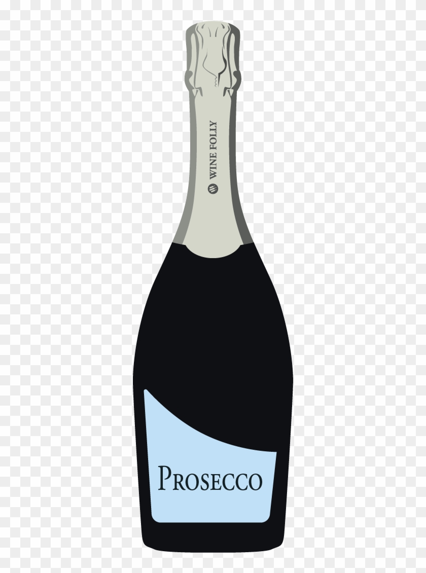 Prosecco Blue Label Bottle Illustration - Prosecco Champagne Clipart