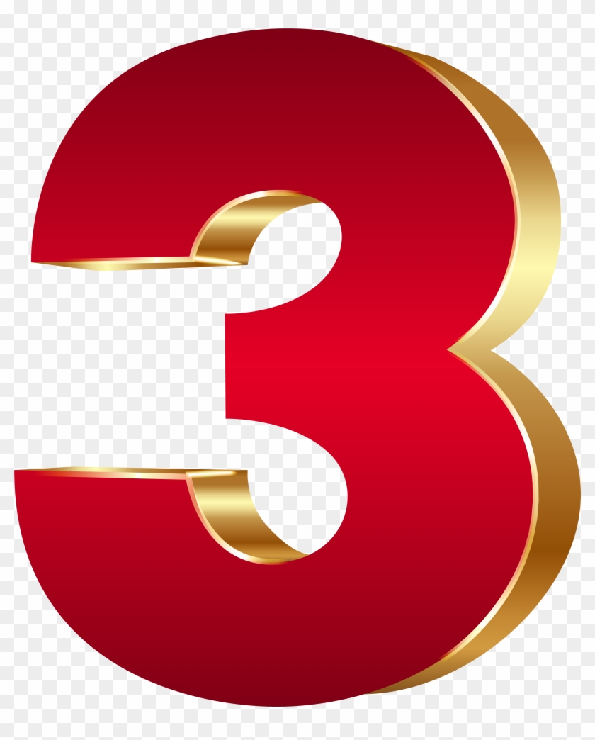 3d Number Three Red Gold Png Clip Art Image Transparent Png #444338