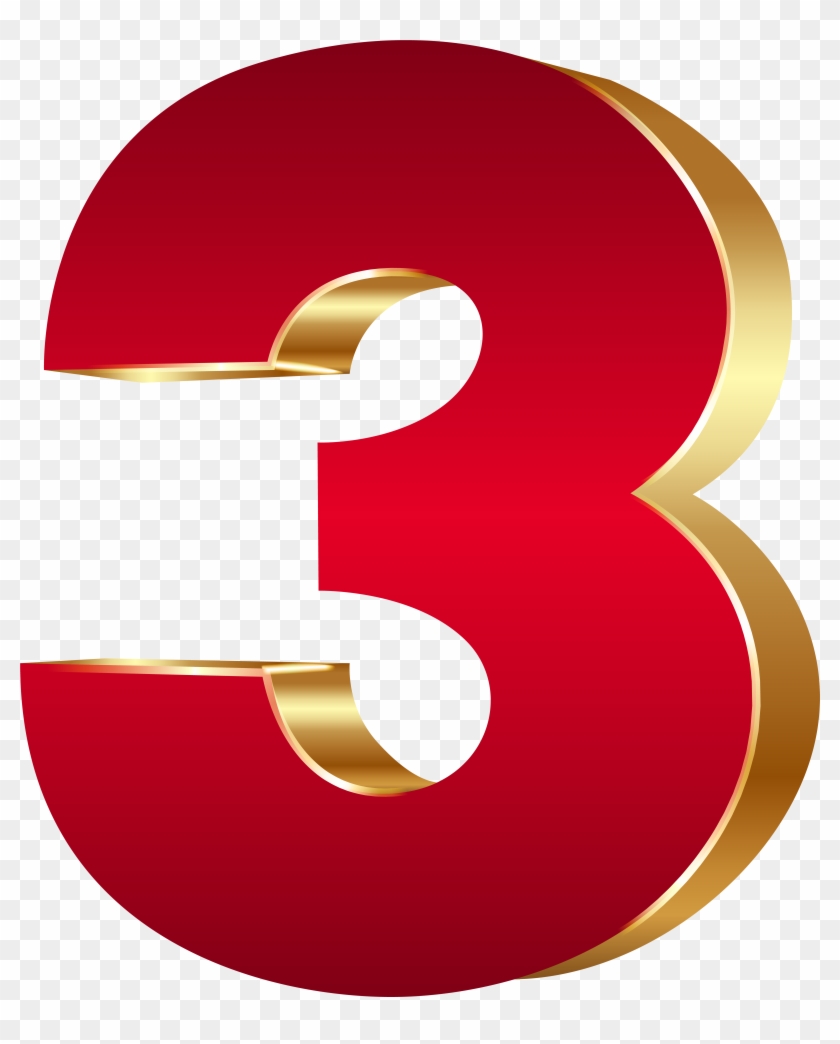 3d Number Three Red Gold Png Clip Art Image Transparent Png