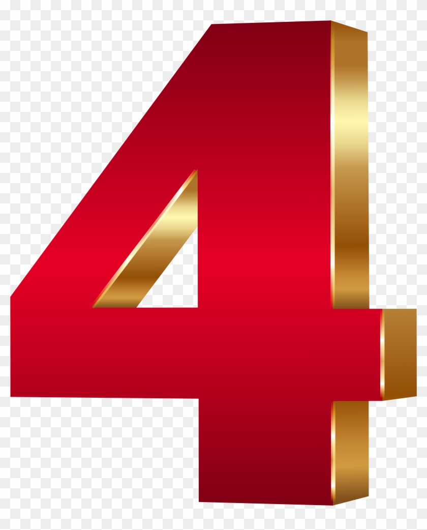 3d Number Four Red Gold Png Clip Art Image Transparent Png #444488