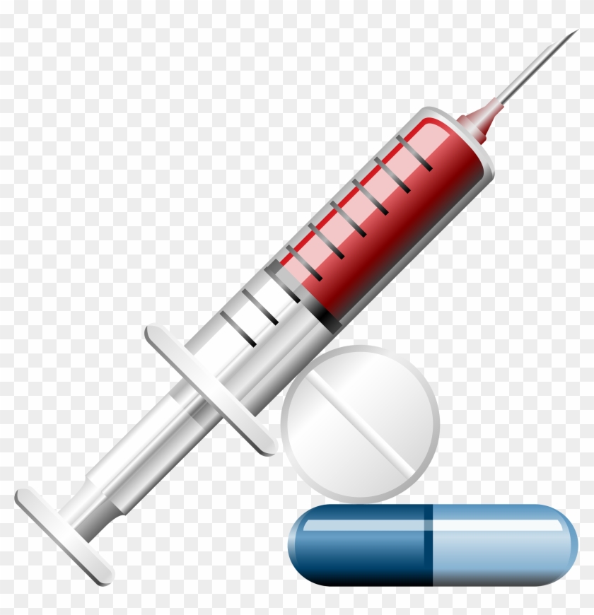 Syringe With Pills Clipart Web - Syringe And Pills - Png Download #445818