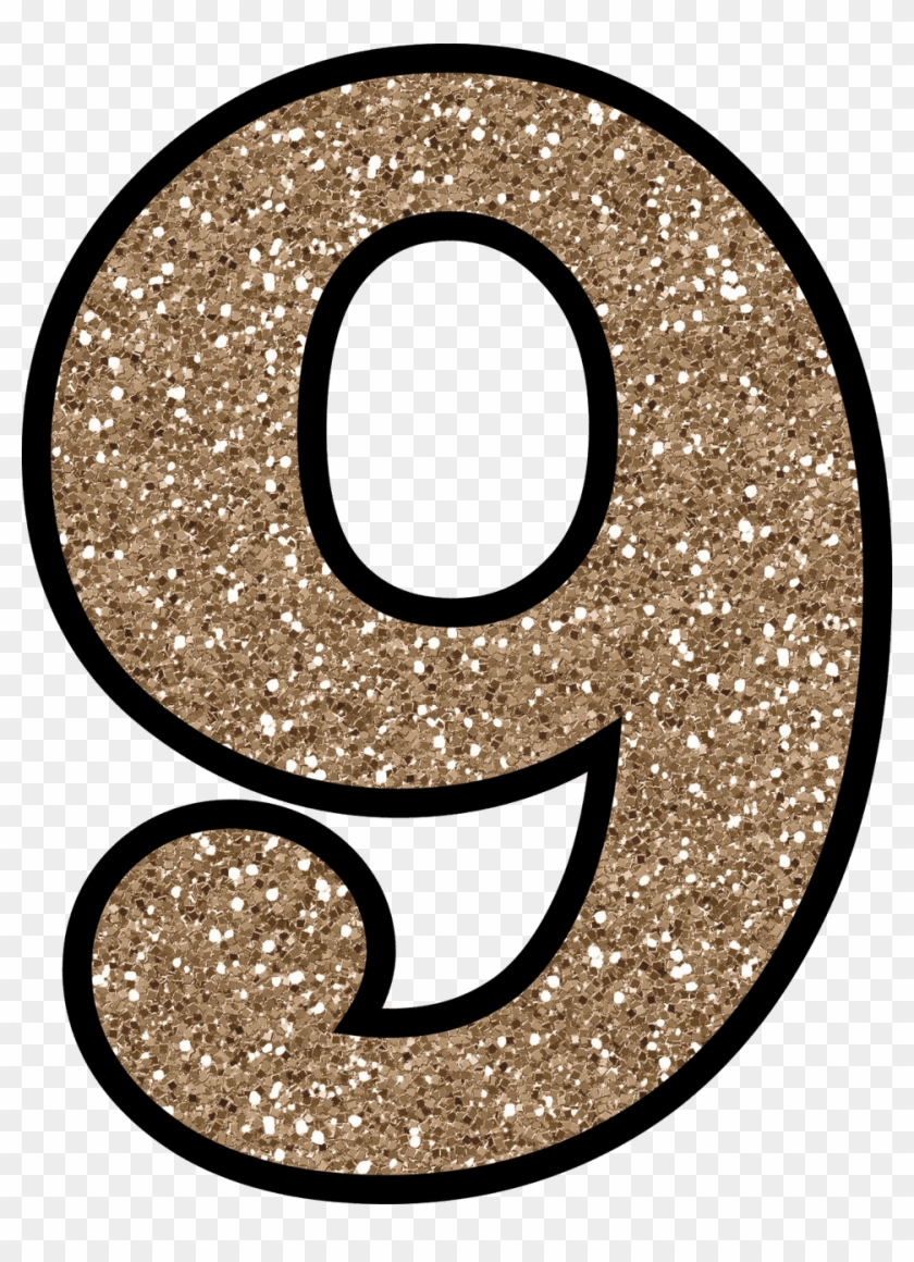 Sparkling Number - Number 9 Glitter Clipart