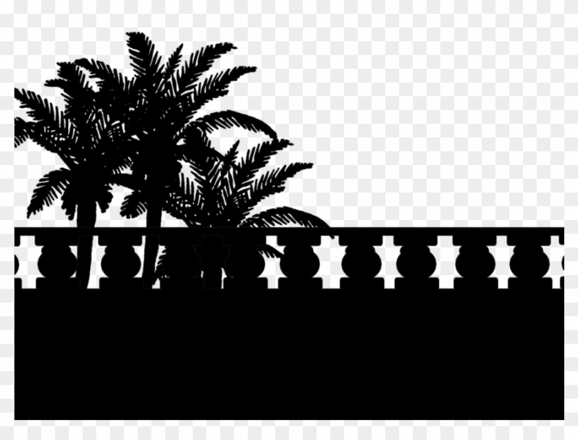 Palm Tree Silhouette Png - Silhouette Palm Trees Black Background Clipart #446854