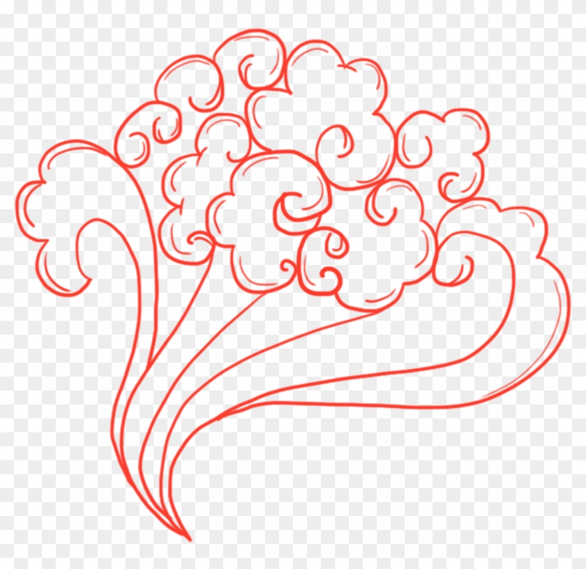 Pintado A Mano Nubes Auspiciosas Festivas Líneas Png - Illustration Clipart
