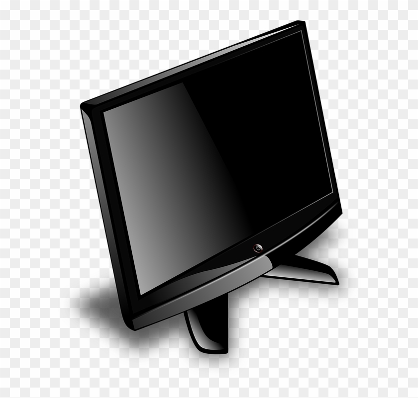 Tv, Television, Monitor, Flatscreen, Black, Glossy - Tv Television Clipart