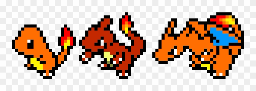 Charmander Line - Charmander Evolution Pixel Art Clipart