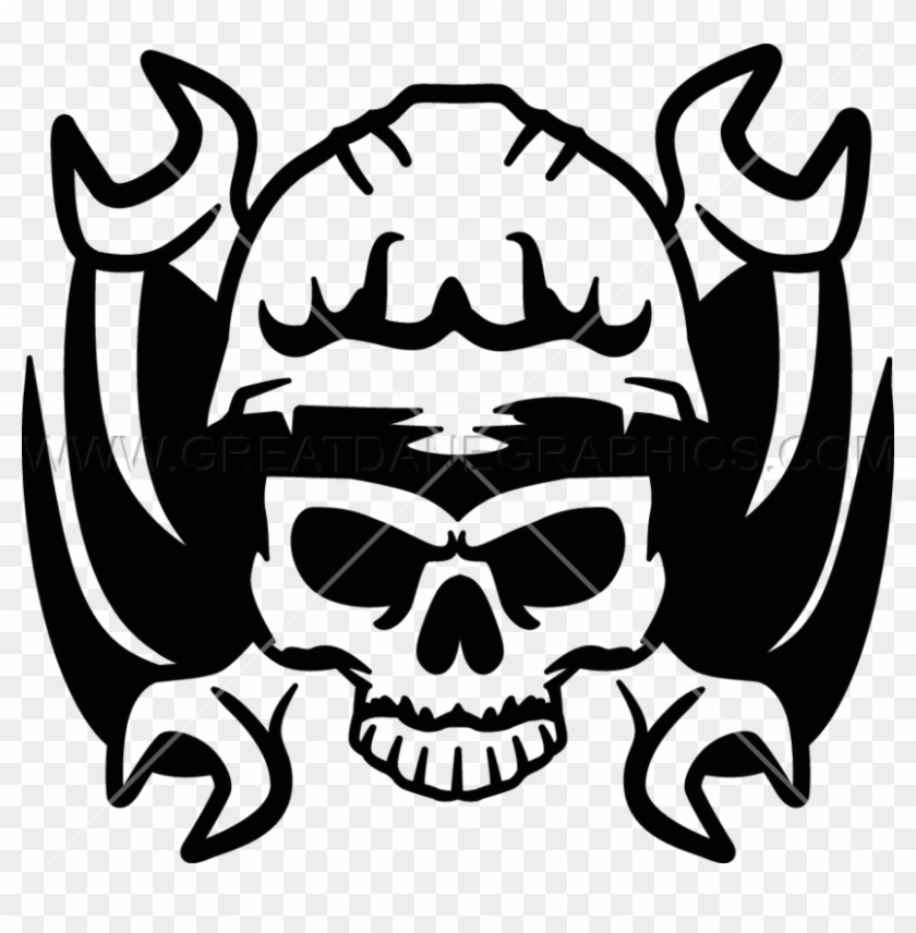 Vector Stock Production Ready Artwork For T Shirt Printing - Skull With Wrenches Svg Clipart #4411333
