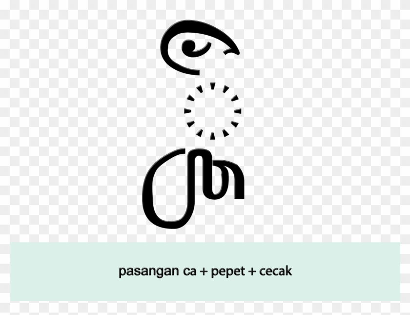 Aksara Jawa Pasangan Ca Pepet Cecak - Line Art Clipart