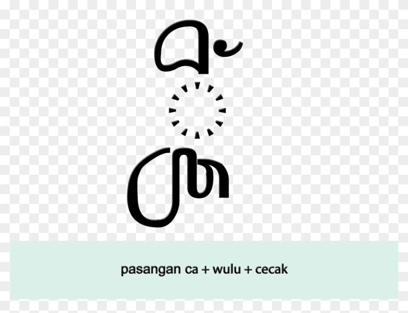 Aksara Jawa Pasangan Ca Wulu Cecak - Line Art Clipart