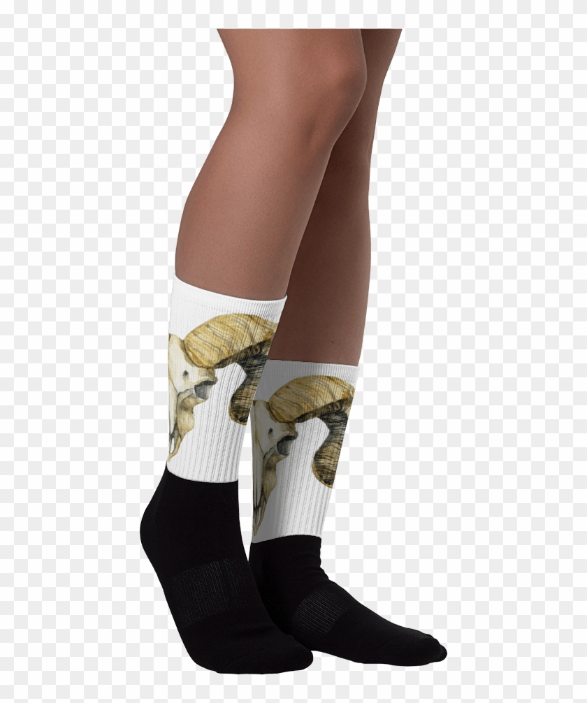 Ram Skull Black Foot Socks - Build The Wall Socks Clipart #4417731