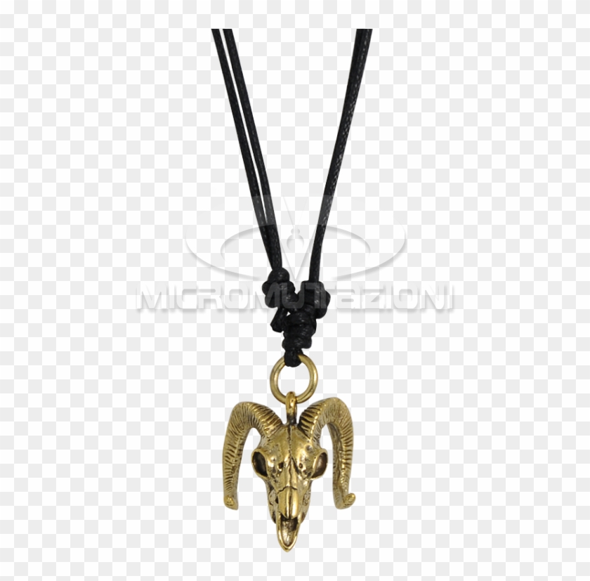 Necklace With Brass Skull Ram Pendant Necklaces & Pendants - Locket Clipart