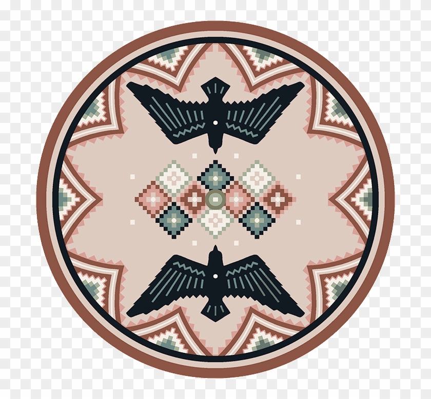 Light Gray And Black Bird Round Rug - Eagle Clipart #4419701