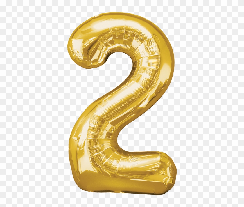 Numero 2 Dorado 28 Pulgadas Globo Metálico - Globos De Numeros Png Clipart