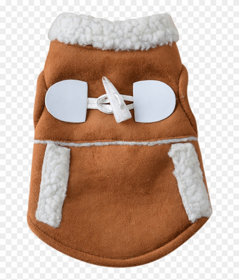 Brown Leather Dog Jacket With White Collar - Coat Clipart #4426992