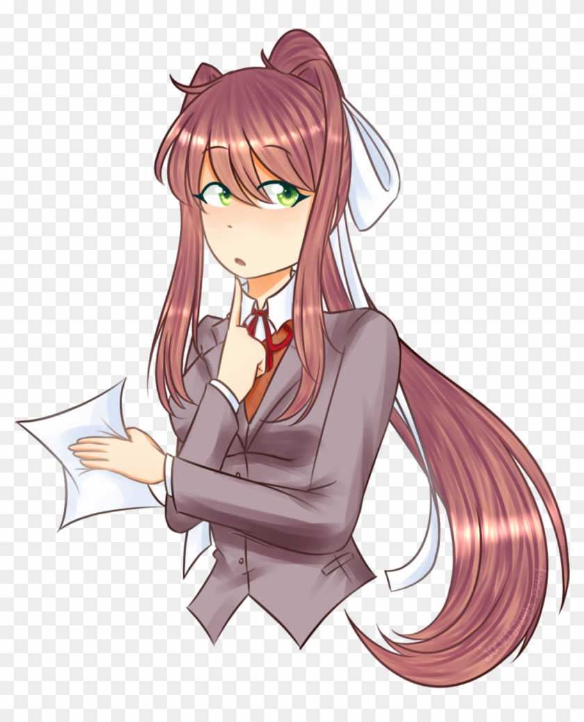 Hi Only Me [monika L Ddlc] Pen In Hand, I Find My - Doki Doki Literature Club Indir Clipart