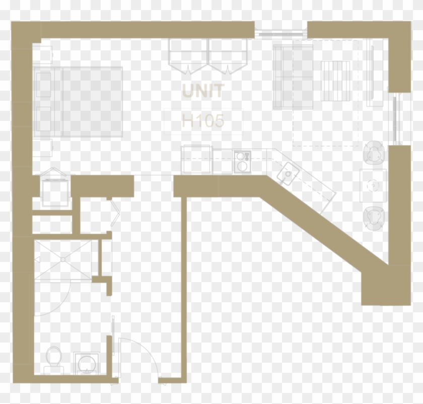 Stainless Steel Appliances, Luxury Linens And Towels - Floor Plan Clipart #4428571