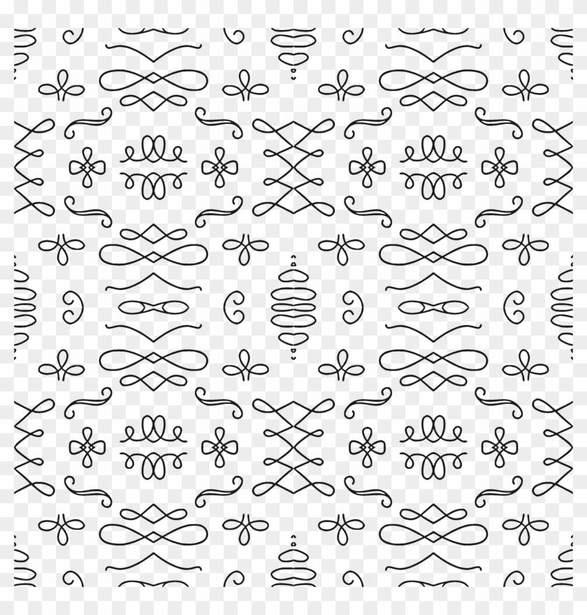 Calligraphers' Flourishes Black On White Giftwrap - Black And White Flourishes Svg Clipart #4428659