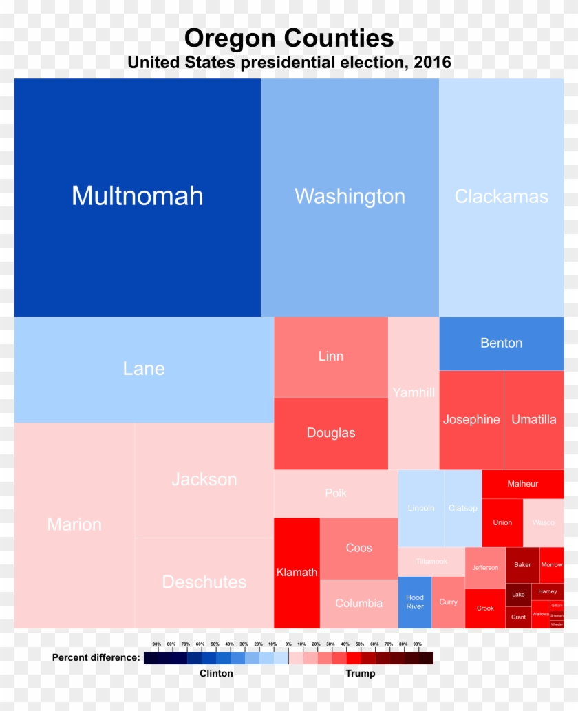 United States Presidential Election In Oregon, - Oregon Treemap 2016 Clipart #4428855