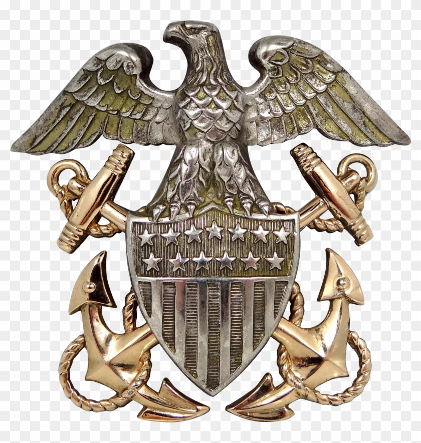 Navy Officer's Cap Hat Badge Eagle Insignia Sterling - Badge Clipart