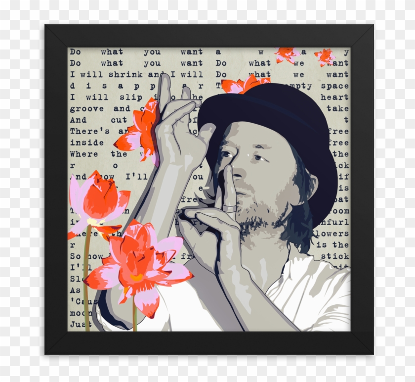 Radiohead Thom Yorke Lotus Flower Framed Poster - Thom Yorke Clipart #4430651