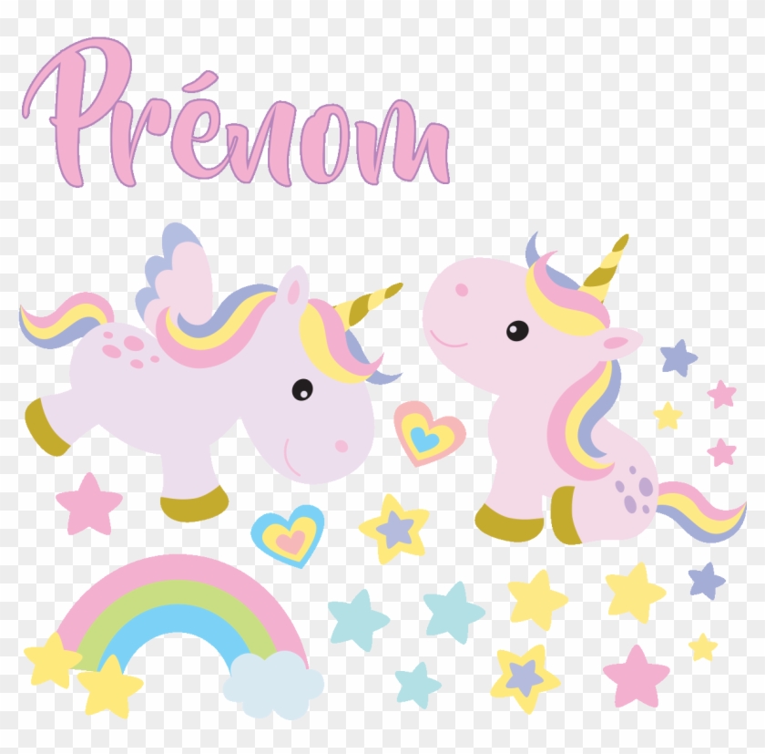 Sticker Prenom Personnalisable Licornes Bebe Et Les - Stickers Etoile Clipart