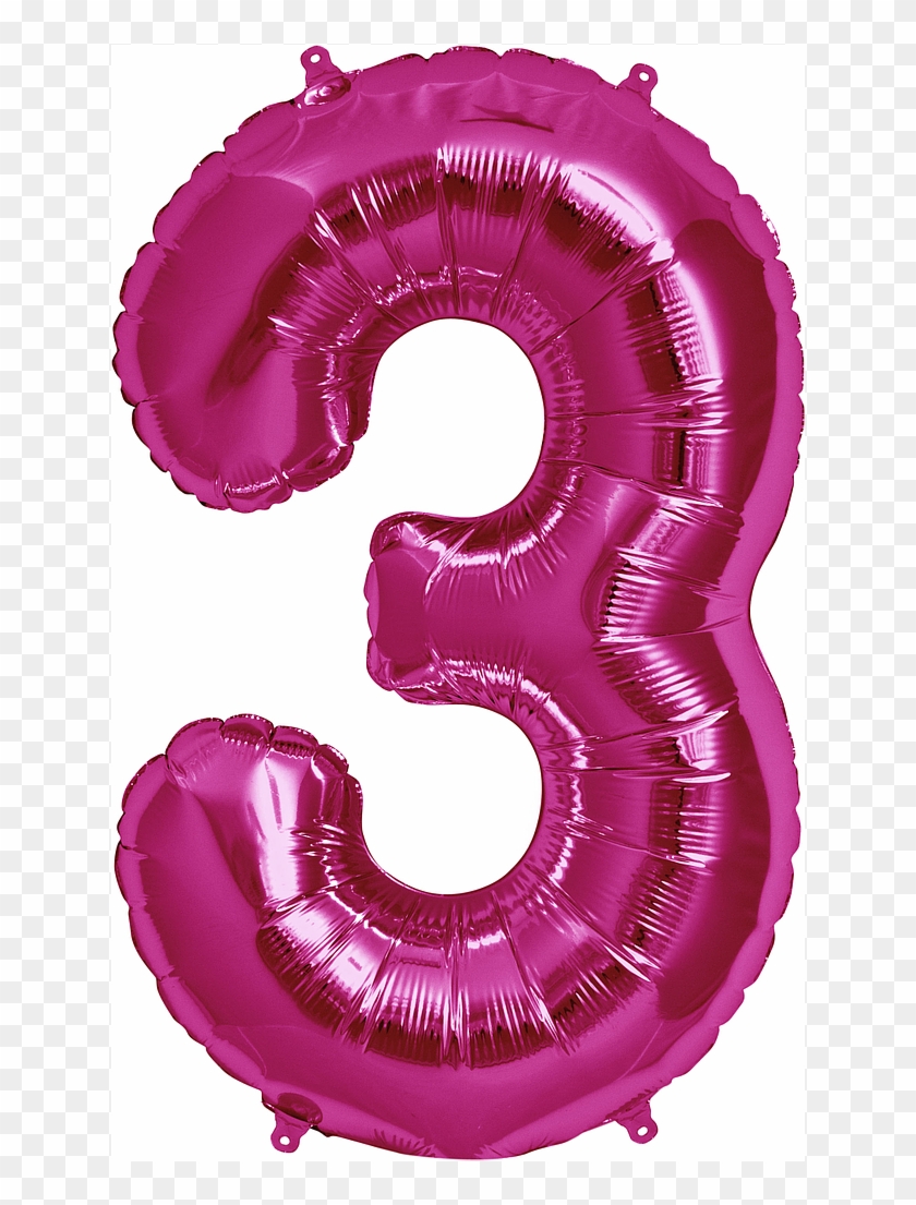 Muotofoliopallo, Numero 3 Pinkki - Balloon Clipart #4432852