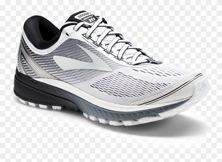 Brooks - Brooks Ghost 10 White Black Silver Clipart