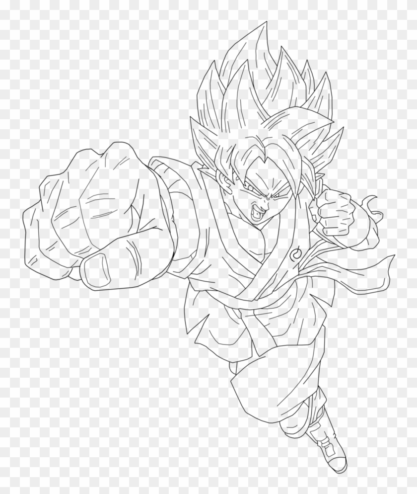 Goku Super Saiyan Blue Kaioken Coloring Pages Great - Goku Ssj Blue Kaioken Lineart Clipart #4435434