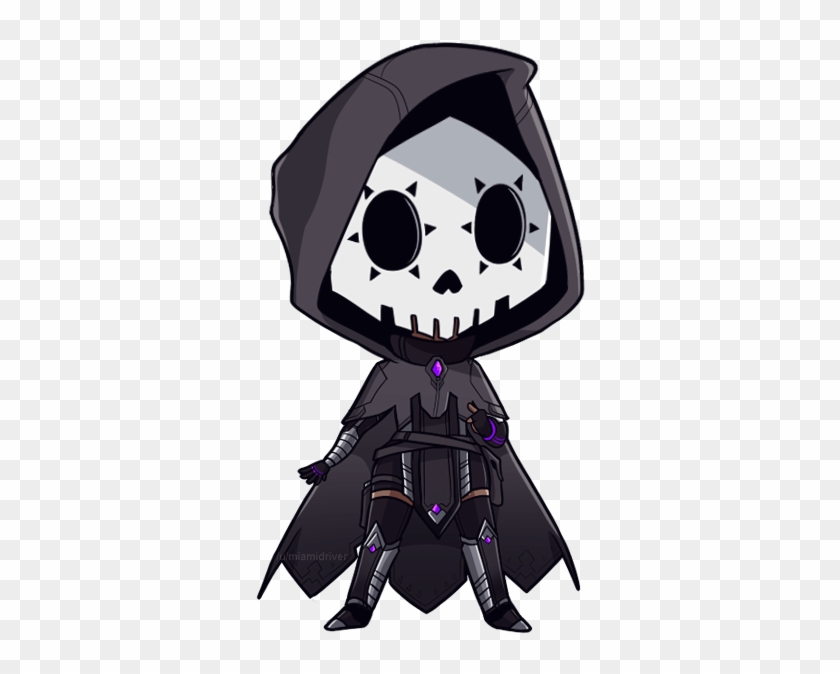 Top Images For Chibi Zenyatta Fan Art On Picsunday - Sombra Skull Black And White Clipart #4435689