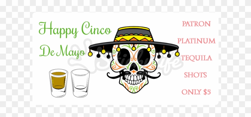 Happy 5 De Mayo Static Cling - Skull Clipart #4435818
