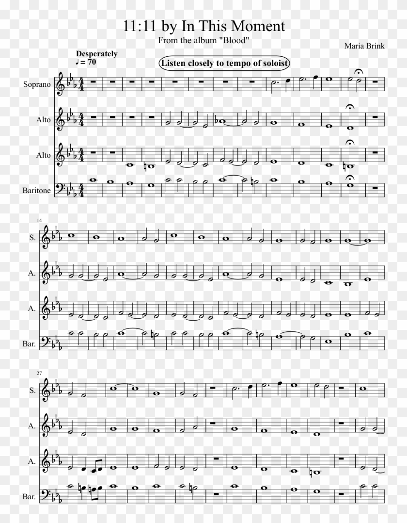 11 By In This Moment Sheet Music Composed By Maria - Lettuce Madison Square Sheet Music Clipart #4436002