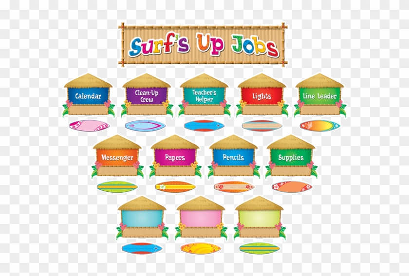 Surfs Up Jobs Mini Bulletin Board - 9 Classroom Jobs Clipart #4436004