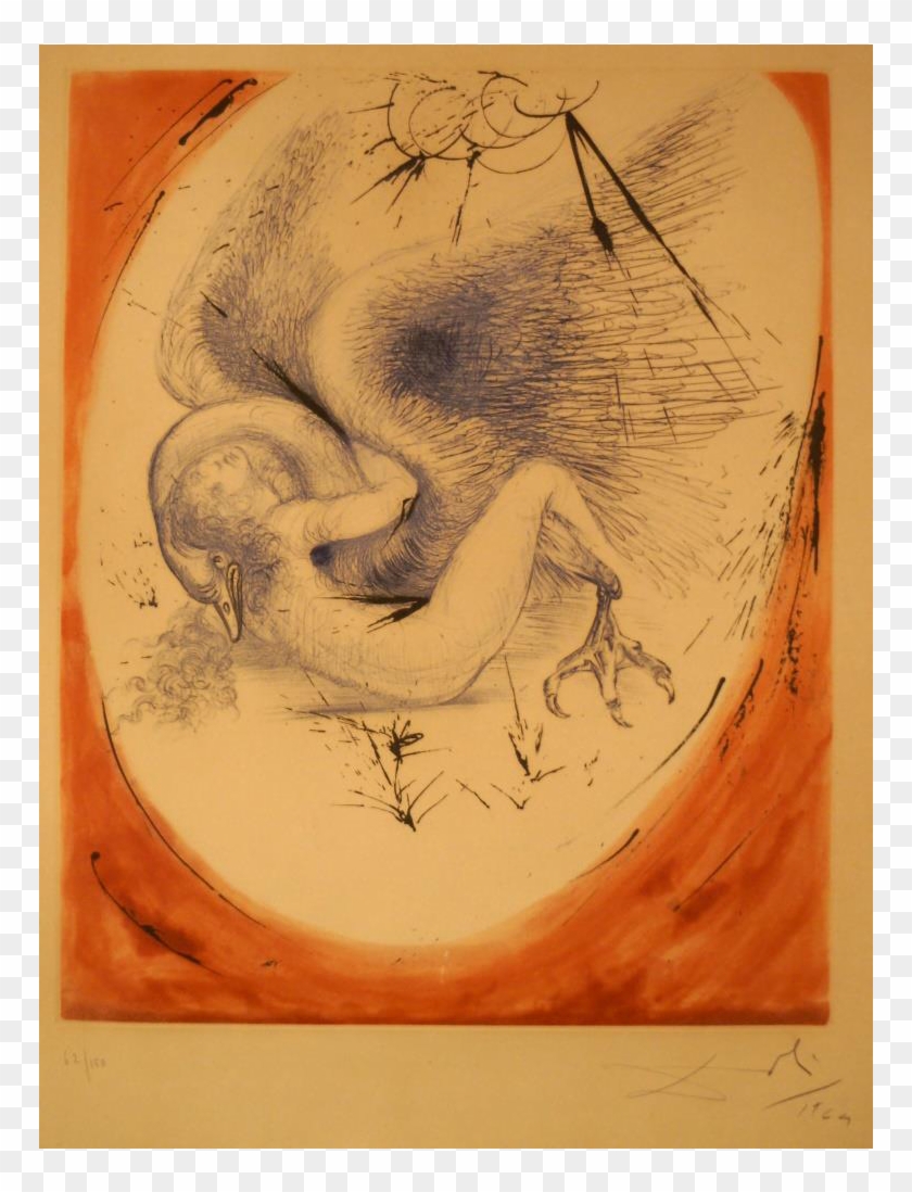 Salvador Dali, Etching 1964, 62/150, Signed - Dali Leda And The Swan Clipart