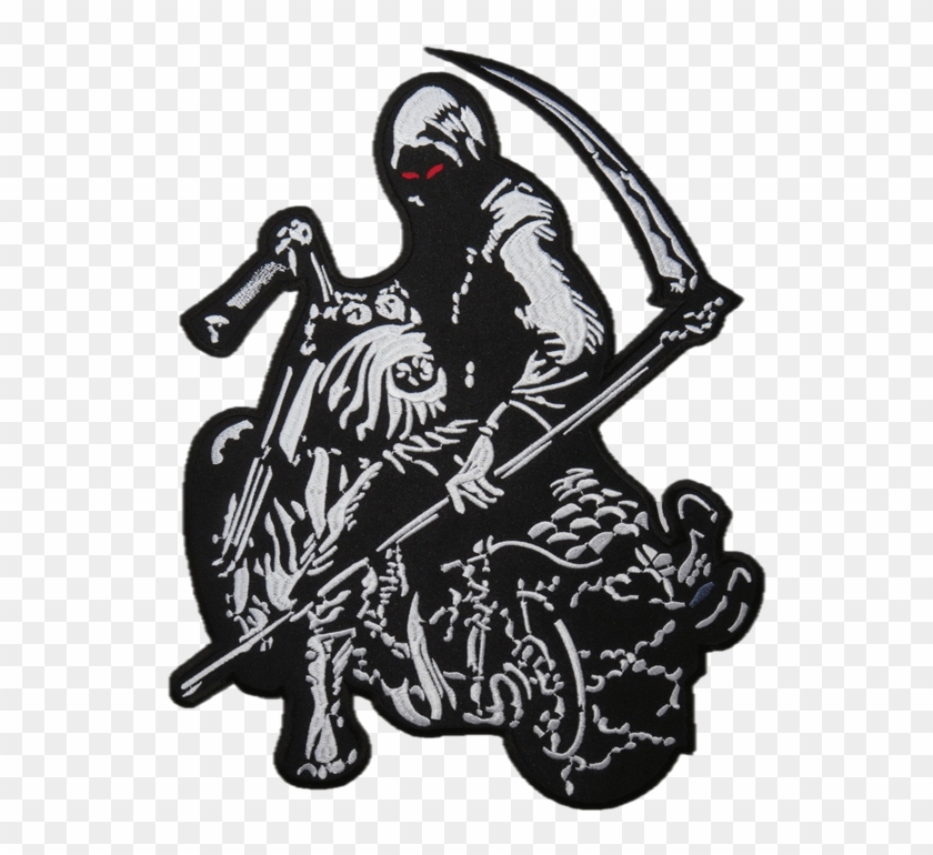 Demon Death Rider Reaper Embroidered Big Back Patch - Reaper Patches Clipart