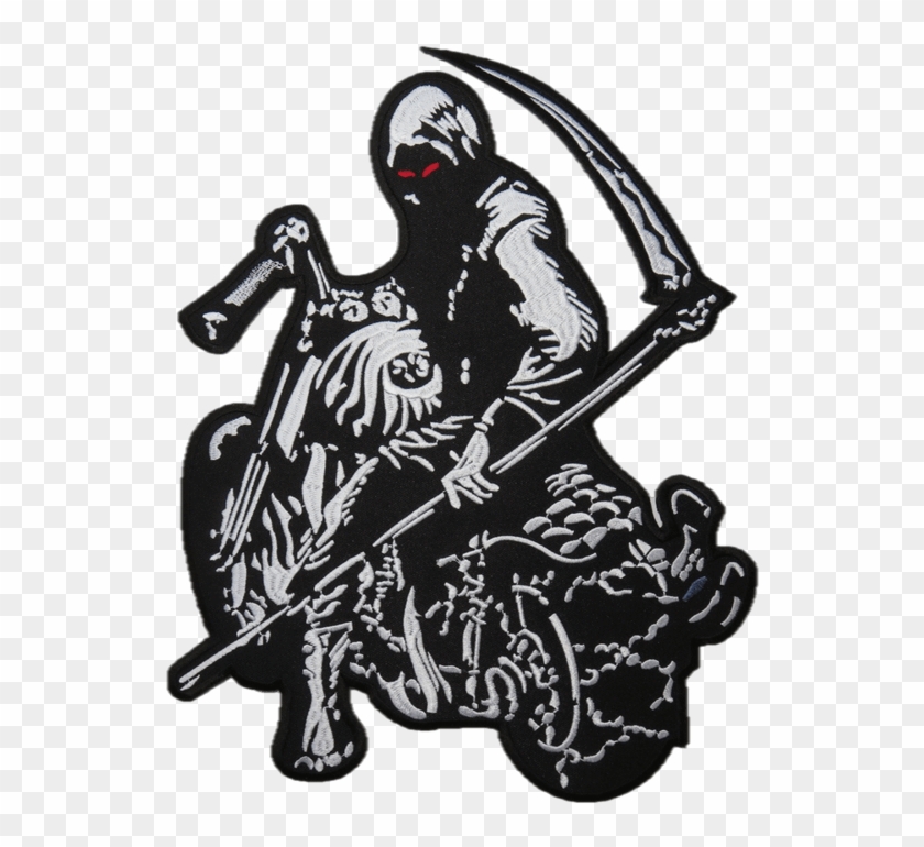 Demon Death Rider Reaper Embroidered Big Back Patch - Reaper Patches Clipart #4437760