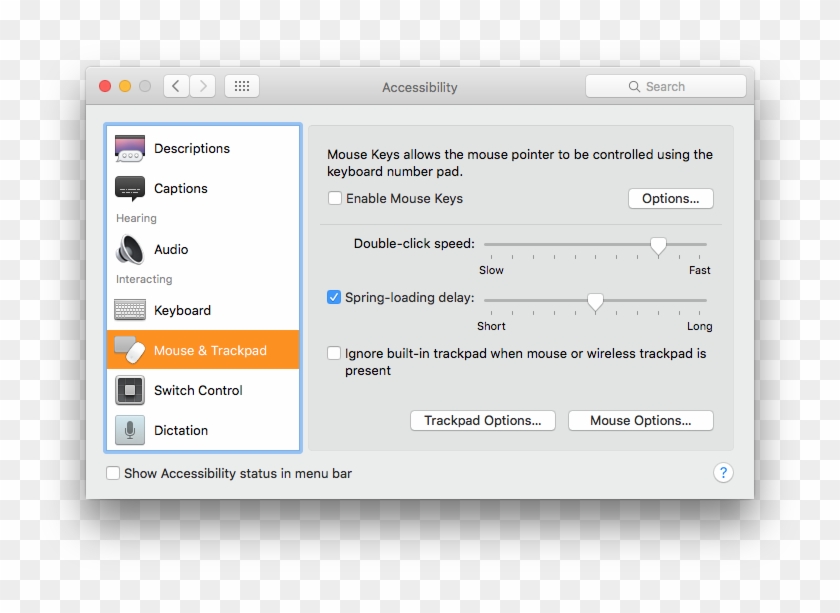 Mouse & Trackpad Enables Mouse Keys, Which Provides - Default Double Click Speed Mac Clipart