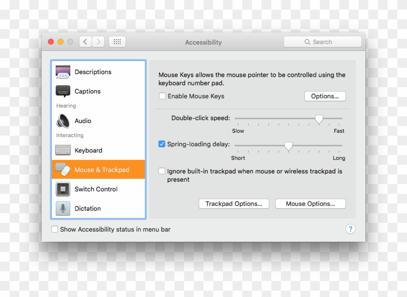 Mouse & Trackpad Enables Mouse Keys, Which Provides - Default Double Click Speed Mac Clipart #4438602