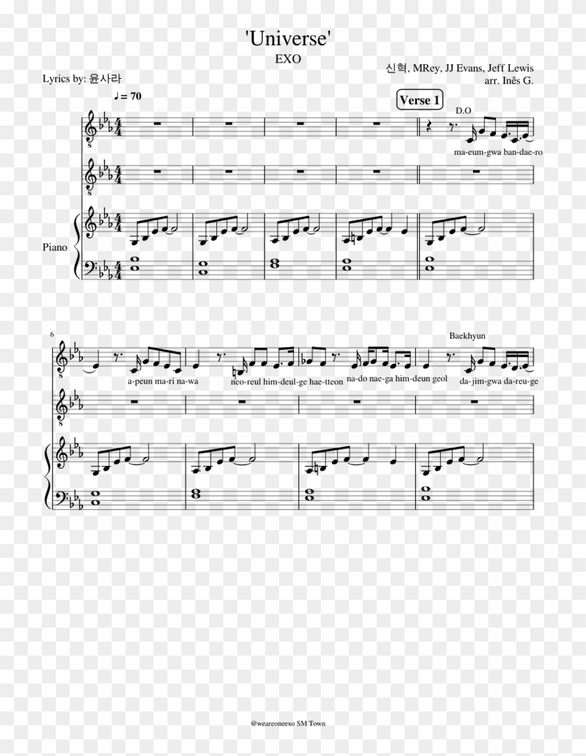 Universe Exo Partitura Piano Facil Clipart