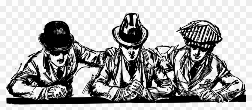 Banner Down Faces Hat Head Man Men Three - Three Man Clipart