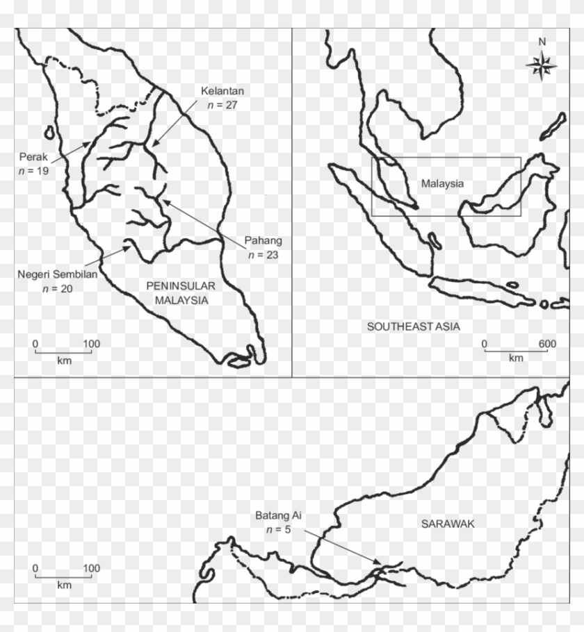 Map Showing Sampling Locations And Sample Sizes Of - Map Clipart
