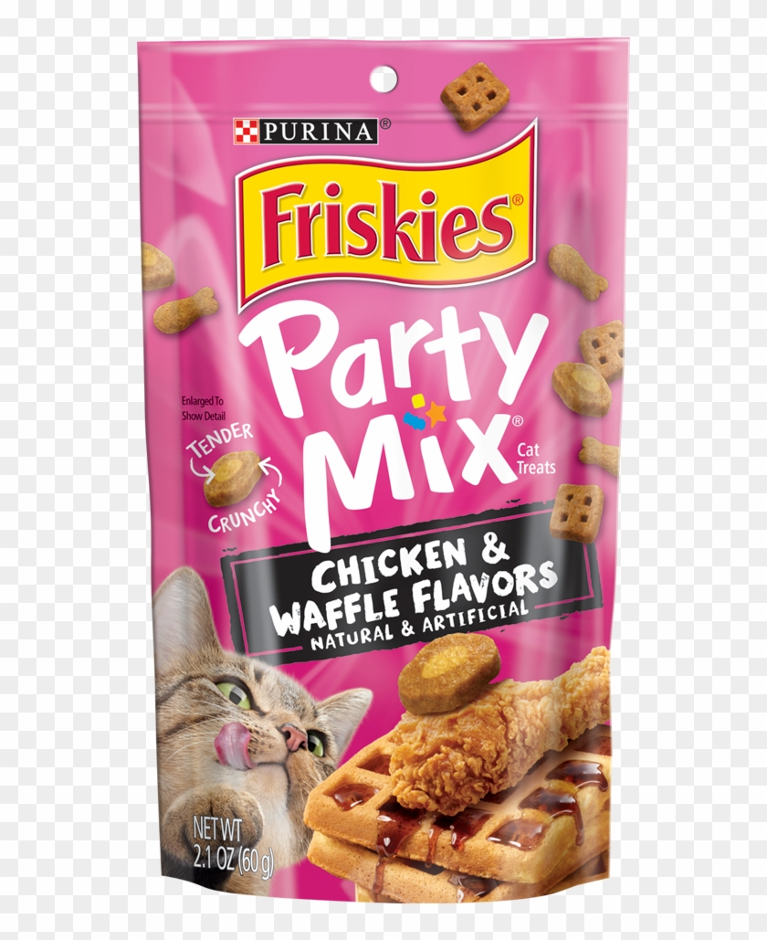 Friskies Party Mix Cat Treats Chicken And Waffle - Friskies Clipart #4446012