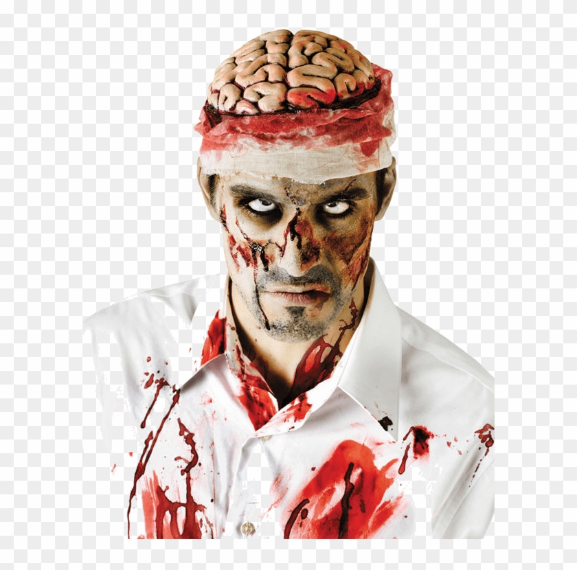Bloody Brain - Zombie With Exposed Brain Clipart