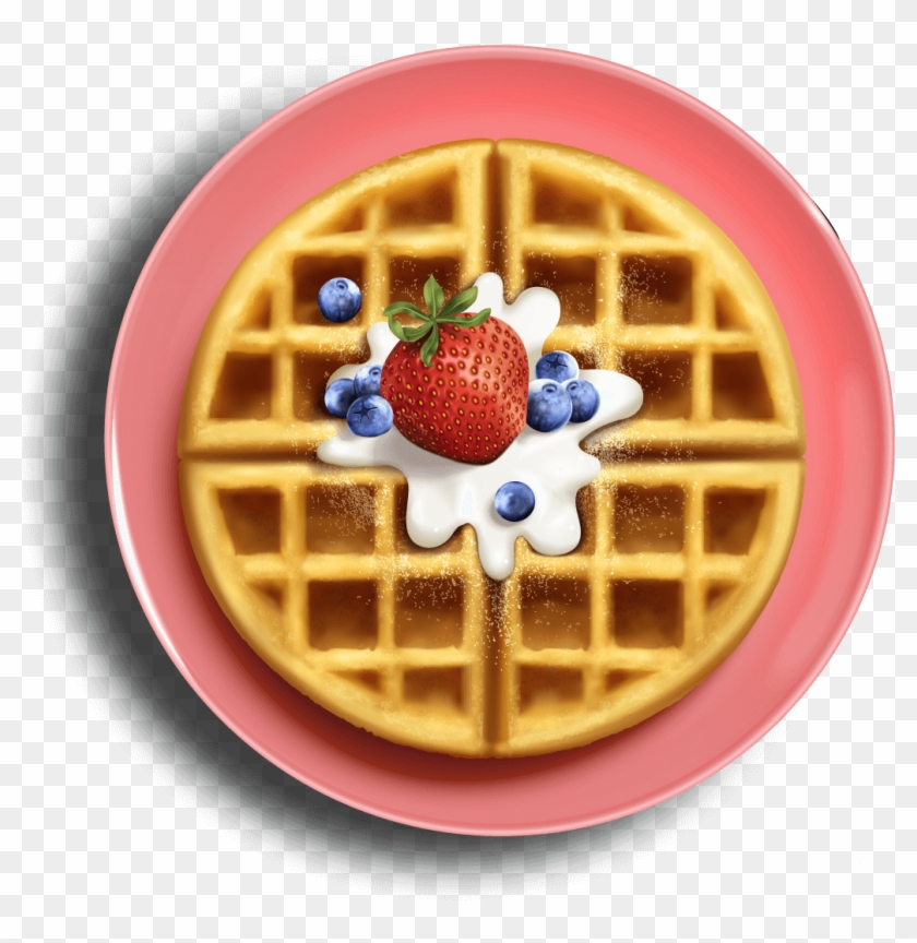 Amazingly Delicious - Belgian Waffle Top View Clipart #4447125