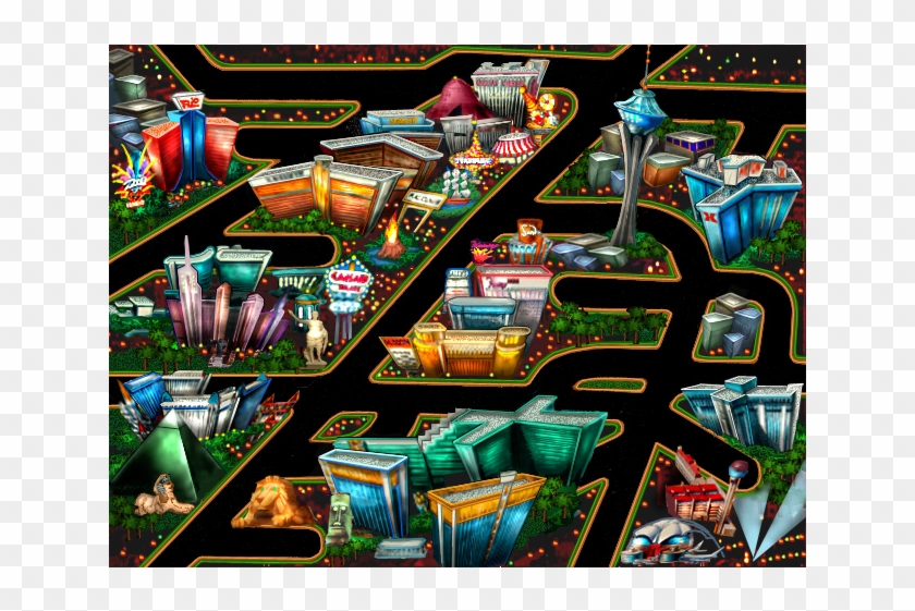 One More 'roadies' Map, This Colorful Illustration - Las Vegas Strip Cartoon Map Clipart