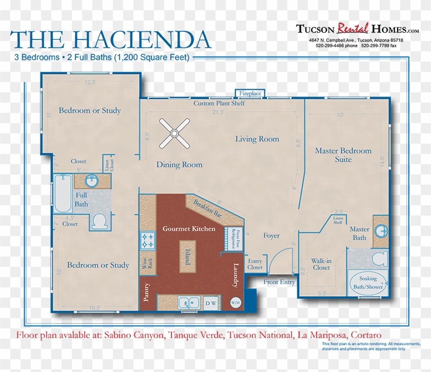Tucson Rental Homes - Floor Plan Clipart #4451512