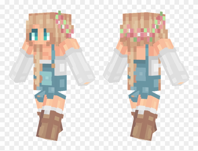 Blue Overalls - Minecraft Overalls Girl Skin Clipart #4453820