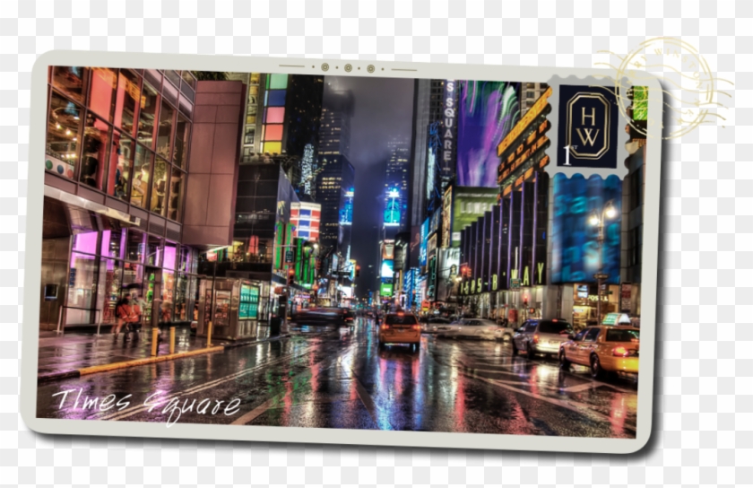 A Postcard Of Times Square In New York City - New York Wallpaper Hd Widescreen Clipart #4454544