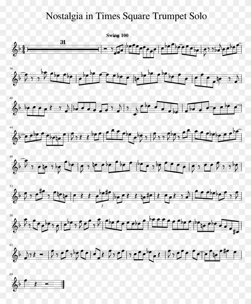 Nostalgia In Times Square Trumpet Solo Sheet Music - Hip Hop Sheet Music Clipart