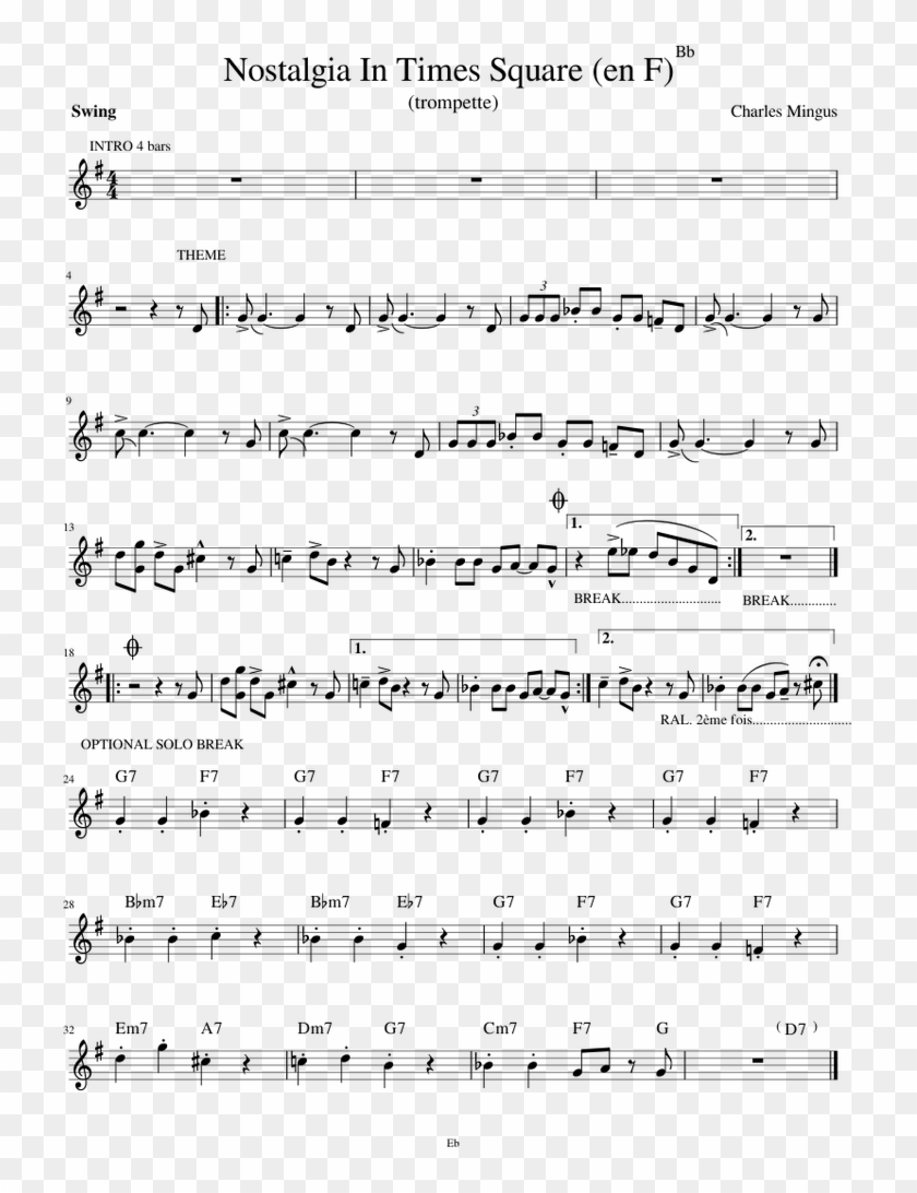 Nostalgia In Times Square En F Tpt - Sheet Music Clipart